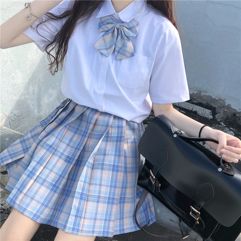 jk uniform skirt suit full set of days Faculty wind orthodoxy dress spot high waist A character 100 pleats half body skirt woman-Taobao