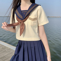 Summer short-sleeved Academy style suit full set of Japanese jk uniform skirt genuine female basic pleated skirt two-piece set