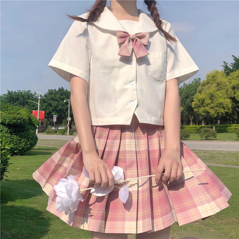 jk uniform skirt genuine Kanto lapel white without this basic style college style short-sleeved suit full set of sailor suit