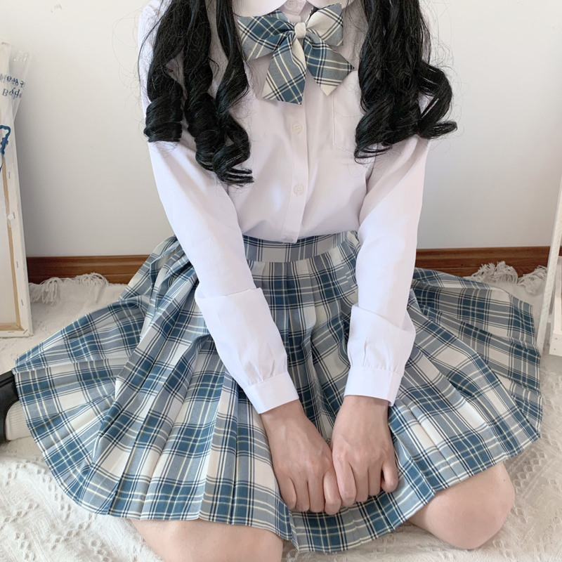 Japanese jk short sleeve shirt basic academic style embroidered white pill placket inside shirt uniform jacket female