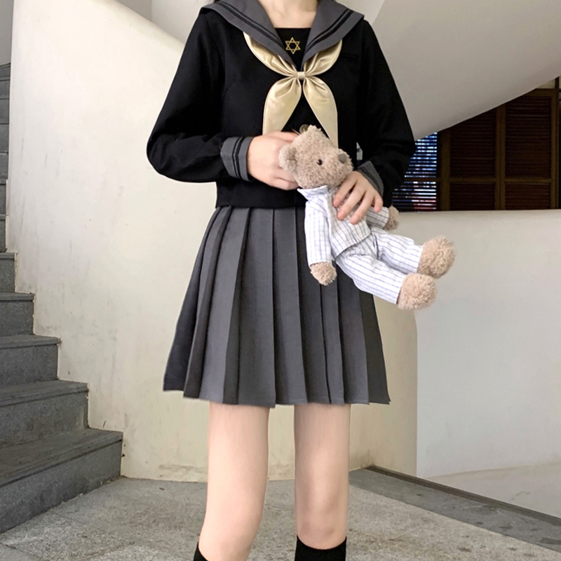 jk uniform dress genuine autumn winter base style kit full set of day faculty wind long sleeve school uniforms two sets of set-Taobao