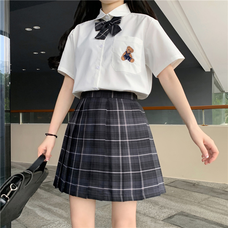 Original bear shirt summer short sleeve JK uniform skirt authentic preppy pleated skirt set a complete set of Japanese