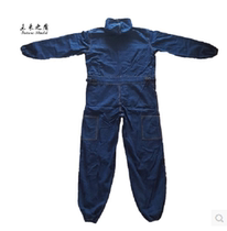 连体牛仔电焊服 焊接服 阻燃防护服 电焊工作服带帽防尘防护服