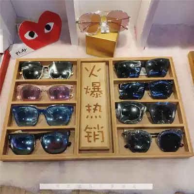 Bamboo and wood glasses tray counter display props bracket glasses accessories sunglasses sunglasses display shelf