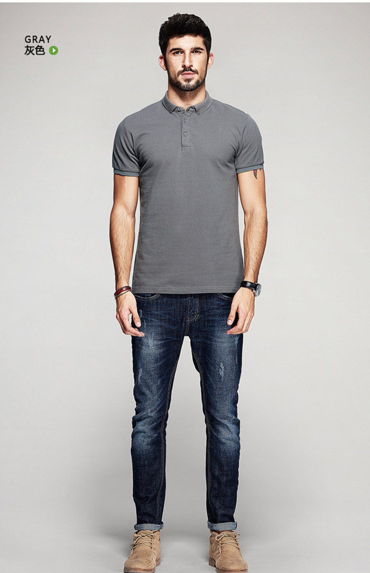 Áo thun nam tay ngắn tay áo ve áo POLO Cotton Slim Giới trẻ Xu hướng Áo liền thân màu rắn Paul áo polo có cổ