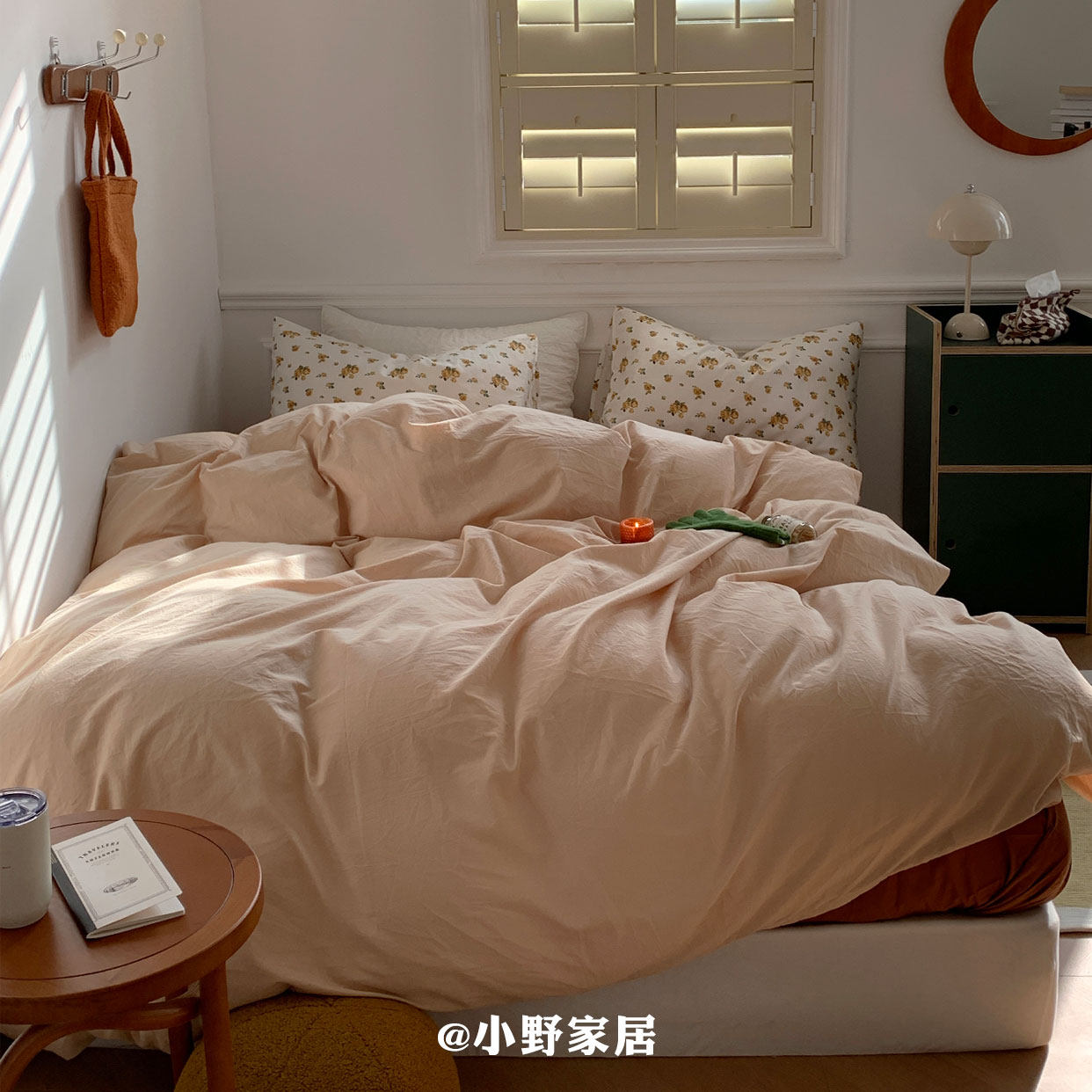 Simple pure cotton small floral four-piece literary and artistic cotton solid-color quilt cover bed sheet fitted sheet 1 5m three-piece bedding