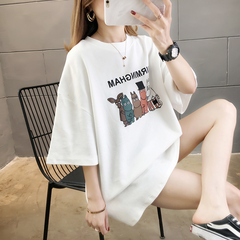 Real shot short sleeve T-shirt women's summer 2021 new loose Korean round collar student top large women's clothing