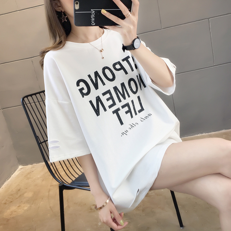 Real shot short sleeve T-shirt women's summer 2021 new loose Korean round collar student top large women's clothing