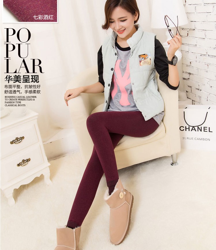 Mùa thu và mùa đông eo cao 500 gram Quần cotton nhiều màu sắc cộng với quần legging nhung dày Quần ấm cho nữ size lớn cộng với quần béo một quần thun nữ trung niên