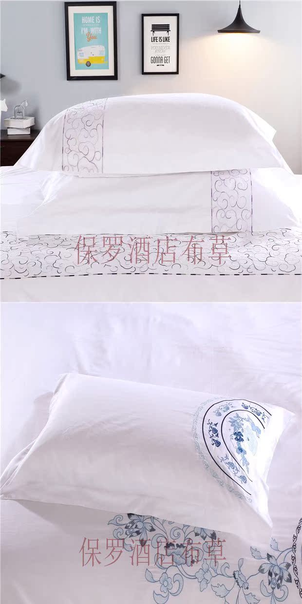 Khách sạn thêu vỏ gối bằng vải satin vỏ gối màu trắng tinh khiết có tính năng thêu của khách sạn 60S vỏ gối bằng vải satin - Gối trường hợp gối ôm