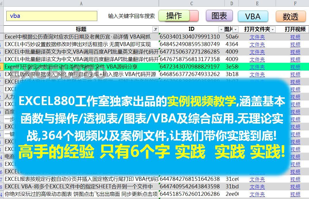 EXCEL880实例教学视频 无理论纯实战 函数操作VBA图表 培训 案例