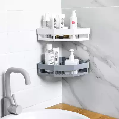 Kitchen non-perforated tripod utility room corner shelf bathroom wall-mounted cosmetic storage layer shelf large capacity