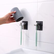 Toothbrush holder toothbrushing cup hanging wall-style suit toilet free of punching wall-mounted simple mouthwash cup shelf hanging toothbrush