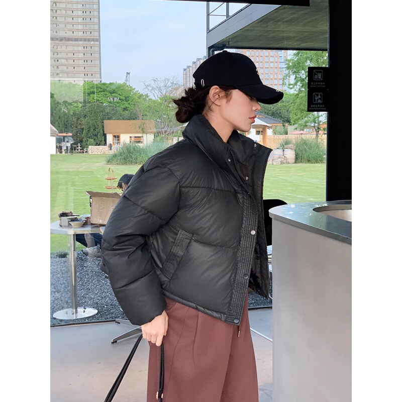 Warm Autumn and Winter New Black Short down Cotton Jacket for Women, Korean Style Cotton Coat, Versatile for Petite Figures, Trendy Small Cotton Jacket