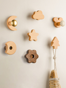 Solid Wood Hole-Free Entrance Entrance Entrance Fixed Wall Clothes Hook