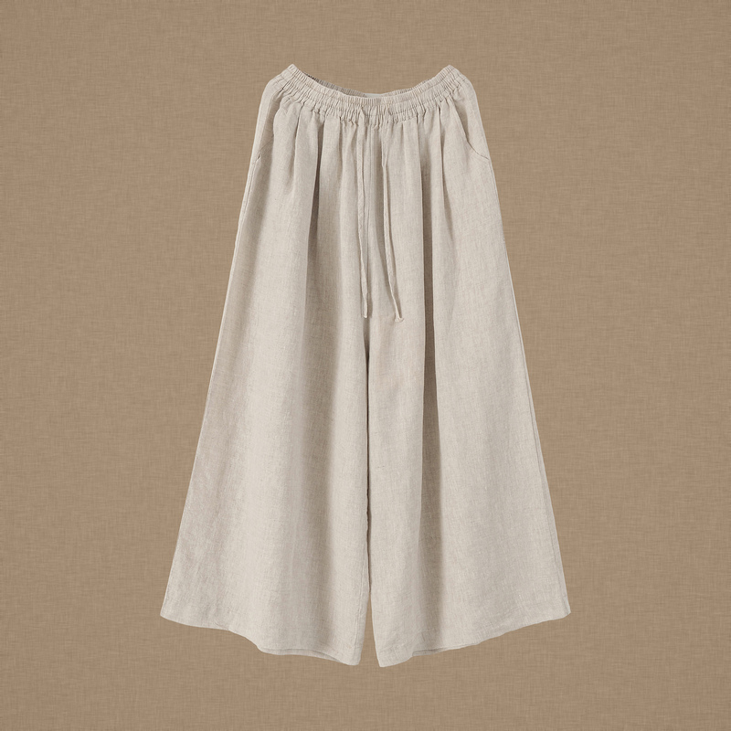 Designer Brand Vintage Loose-Fitting Versatile Casual Pants, Slimming Plus-Size Linen Straight Wide-Leg Pants