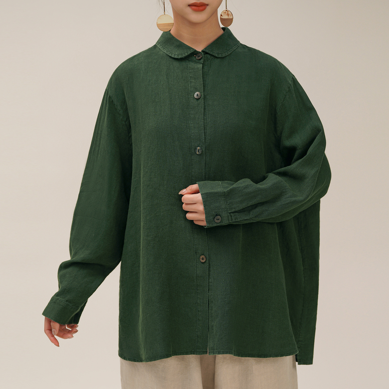 【Yizhi】Designer Brand Original Vintage Zen-Inspired Lapel Single-Breasted Loose Oversized Versatile Shirt Top