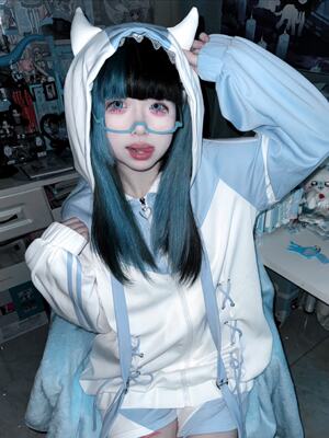 【 Electronic Sleepwalking 】 Japanese subculture mass-produced original water-color system hooded jacket, loose