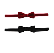 Spot dark bow velvet choker short necklace collar black and red ~
