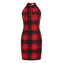 Republic of China wind small dress temperament retro plaid tight Sexy Short girl new cheongsam improved version dress