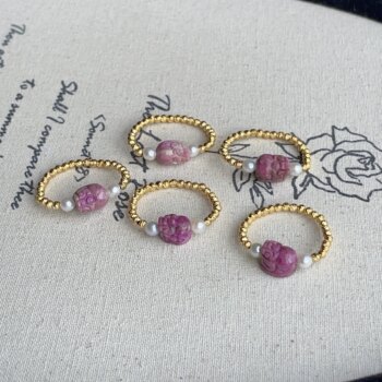 South africa shu kulai pink pixiu pearl ring/s925 (ai rou)/diversity fayi/azb17231