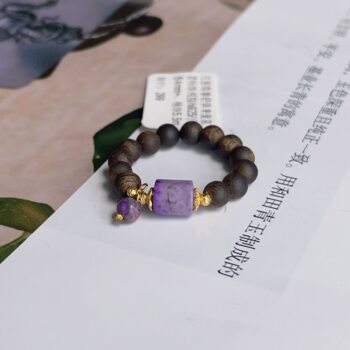 Agarwood south african shu jilai royal purple barrel bead ring/s925/azb19301 (wen yi)