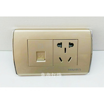 Tyree 118 single computer five hole power socket European Champagne gold panel network cable + one socket