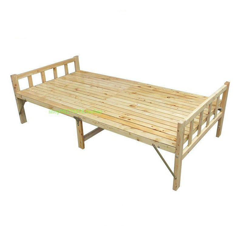 Full solid wood foldable bed log home office cypress bed 0 8m1 m 1 2 single bed lunch rest bed