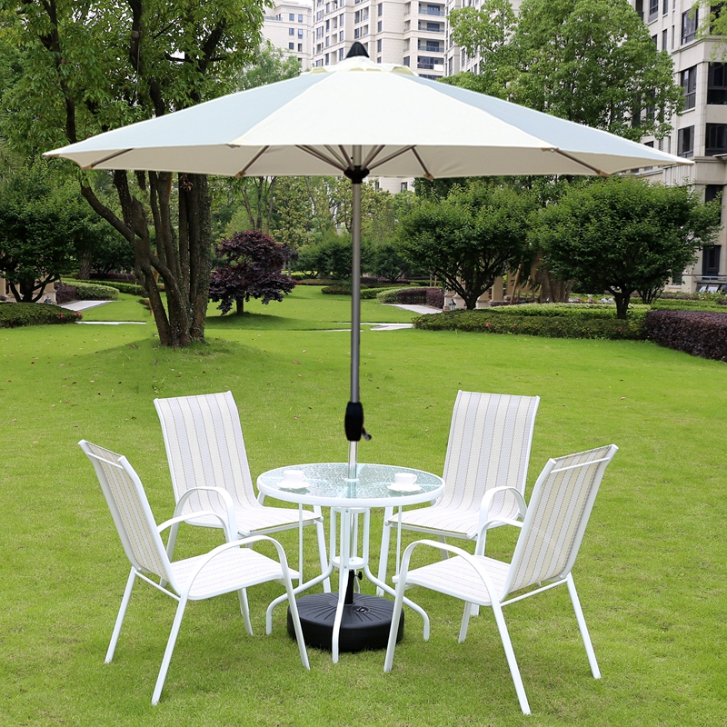 White Outdoor Table, Chair, and Umbrella Set, Leisure Outdoor Wrought Iron Open-Air Balcony Garden Courtyard Villa Coffee Table Three-Piece Set White Outdoor Table, Chair, and Umbrella Set, Leisure Outdoor Wrought Iron Open-Air Balcony Garden Courtyard Villa Coffee Table Three-Piece Set