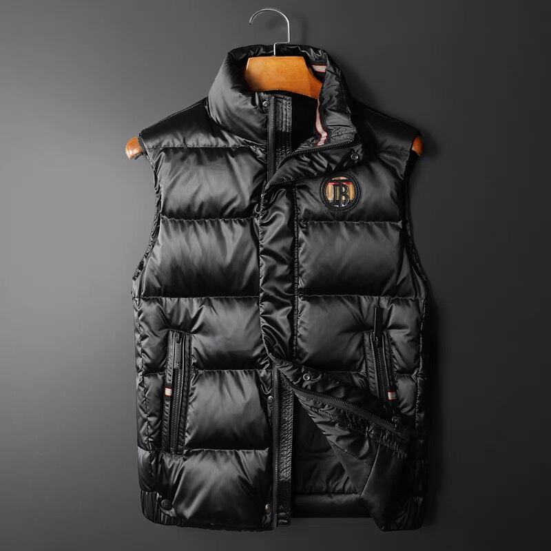 European High-End Trendy Brand Letter Vest with Stand Collar, Shiny down Vest for Men, Winter 2025 New Casual Vest