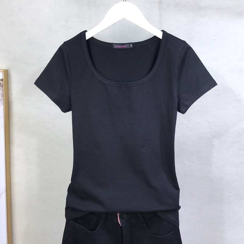 纯棉短袖T恤女圆领上衣夏装修身百搭纯白色瑜伽运动打底衫女体恤详情8