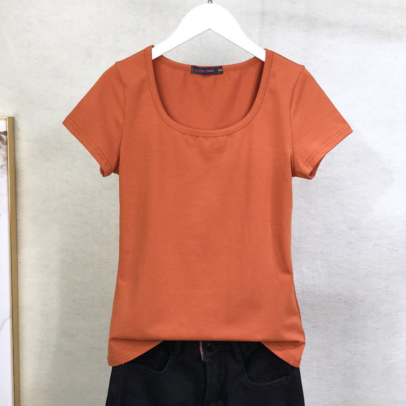 纯棉短袖T恤女圆领上衣夏装修身百搭纯白色瑜伽运动打底衫女体恤详情21