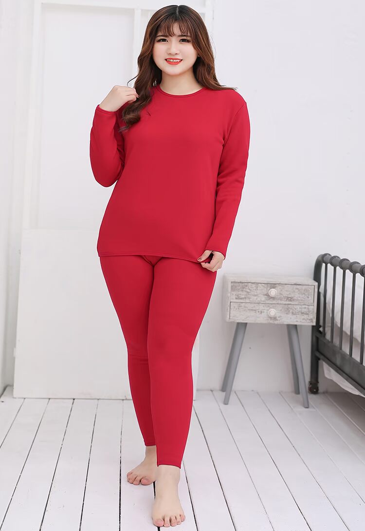 Kích thước cực lớn 200 kg cộng với bộ đồ lót nhung nhiệt nữ cộng với phân bón để tăng chất béo mm người phụ nữ béo đáy quần áo mùa thu hai mảnh kiểu áo đồ bộ