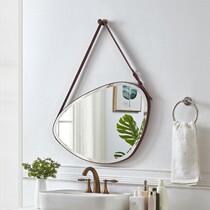 Yaonis Nordic hotel engineering bathroom mirror geometric leather bathroom belt club wall hanging dressing entrance mirror