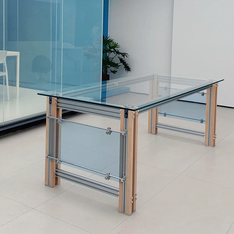 Aluminum Profile Tempered Glass Desk, Personalized Creative Acrylic Office Computer Desk, Dining Table, Rectangular Designer Desk Aluminum Profile Tempered Glass Desk, Personalized Creative Acrylic Office Computer Desk, Dining Table, Rectangular Designer Desk