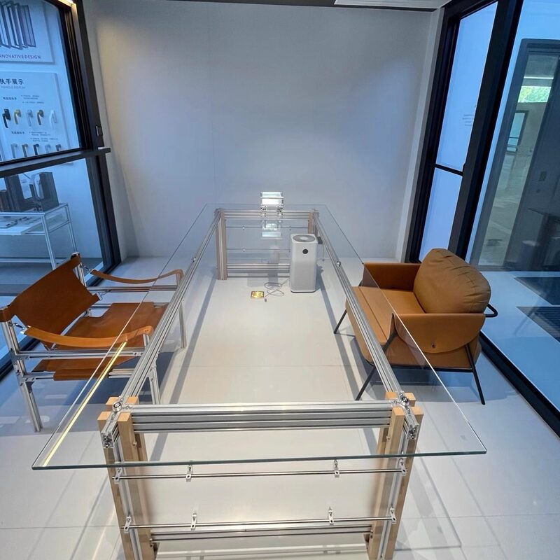 Aluminum Profile Tempered Glass Table Conference Table Designer Bauhaus Style Dining Table Work Table Computer Table Office Desk