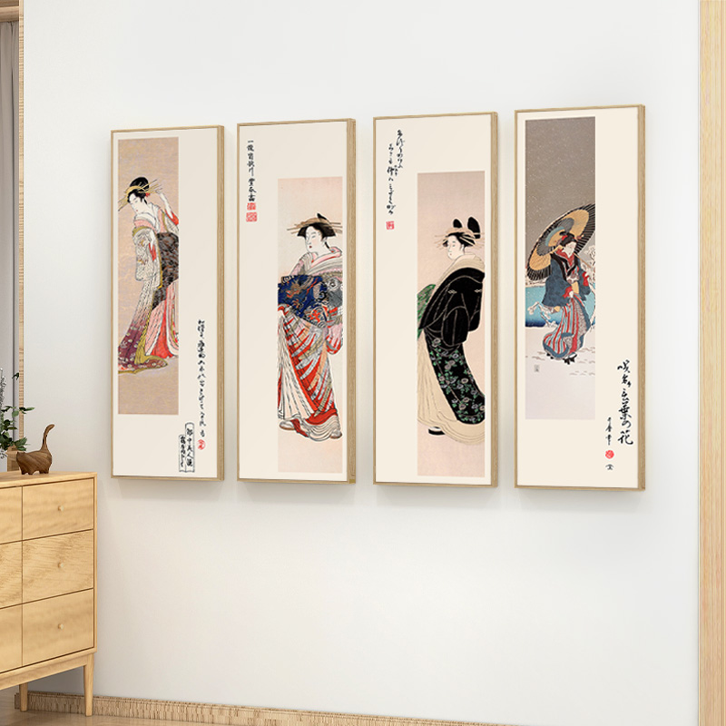 日式风格仕女图玄关装饰画和风浮世绘餐厅过道挂画日本居酒屋壁画 Изображение 1