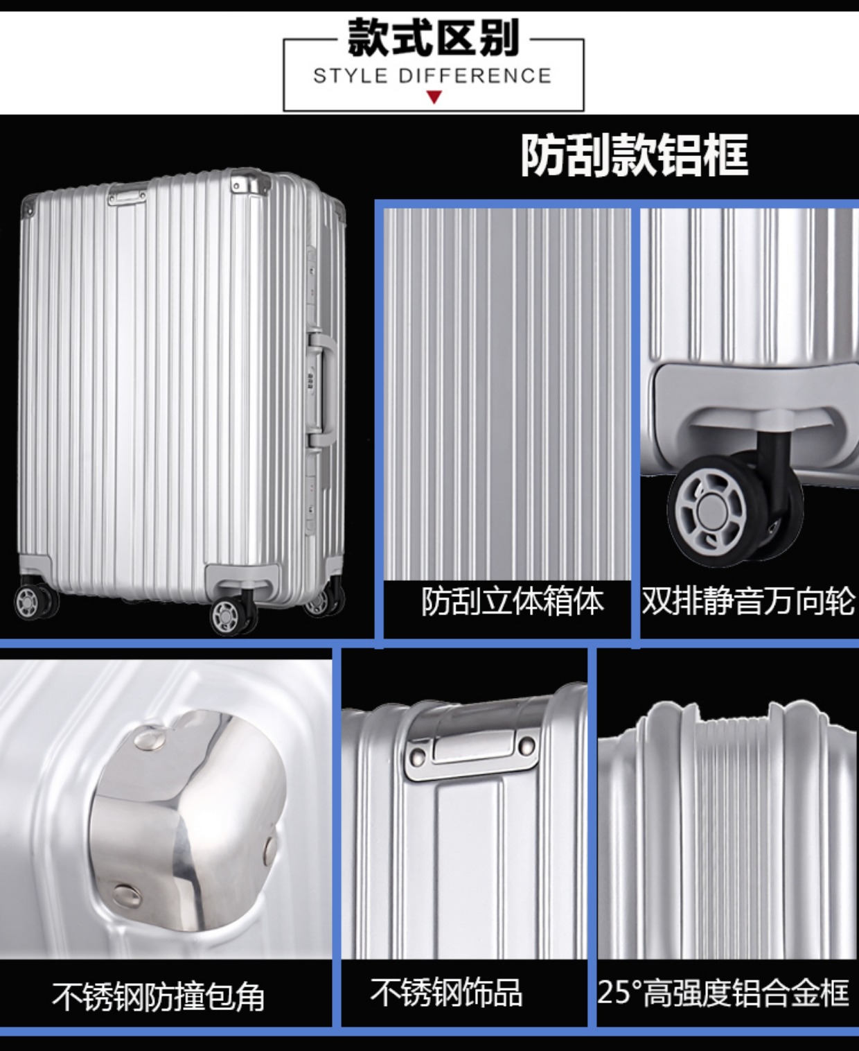 Khung nhôm hành lý xe đẩy trường hợp retro chống xước bánh xe phổ quát vali 20 inch nữ nam 26 sinh viên 24 mật khẩu 28 hộp - Va li vali vải