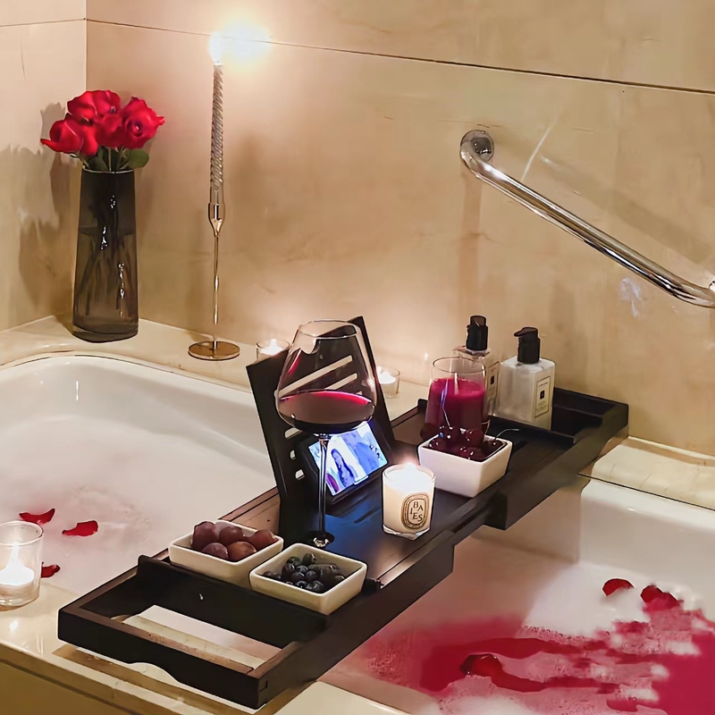 Multifunctional Bathtub Rack, No-Drill European-Style Non-Slip Bath Accessory, Tablet Phone Holder, Bathtub Storage Rack
