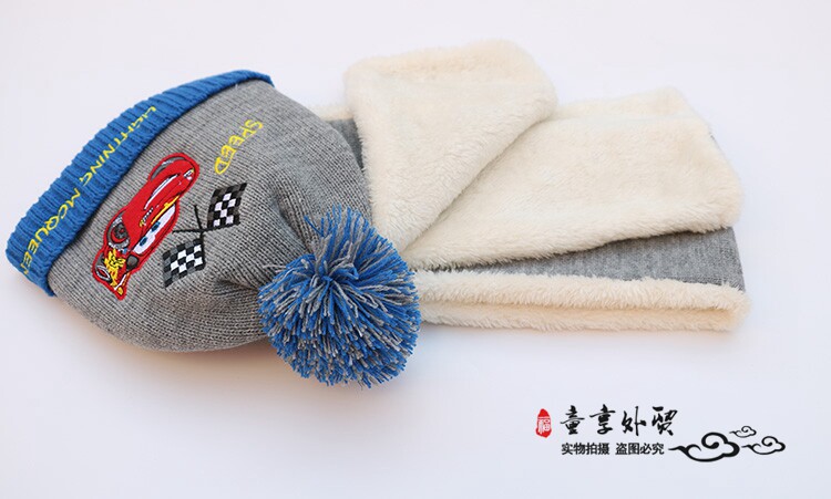 Флисовый детский гоночный автомобиль, шапка, шерстяной демисезонный шарф для мальчиков для младенца OTHER / Other 