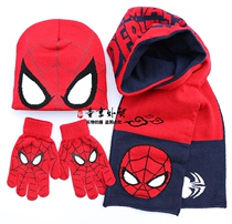 Spider-Man Hat Scarf Gloves Three Piece Boys Autumn Winter Spiderman Childrens Hat Gloves