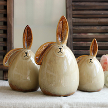 European pastoral piggy bank children cartoon savings coin barrel ZAKKA ceramic piggy bank creative cute rabbit