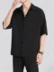 Hong Kong Style Drapey Ice Silk Shirt for Men, Short-Sleeved, Loose-Fitting, Black, High-End Feel, Summer Thin Style ins Cool and Casual Shirt