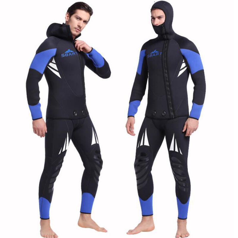 Diving suit men's 5mm thick one-piece outdoor sunscreen winter cold protection warm zipper jellyfish jacket surf fish hunting suit