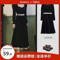 Black gold velvet dress with a small crowd design sense Dont make a long dress Summer 2022 The new early spring ladies dress