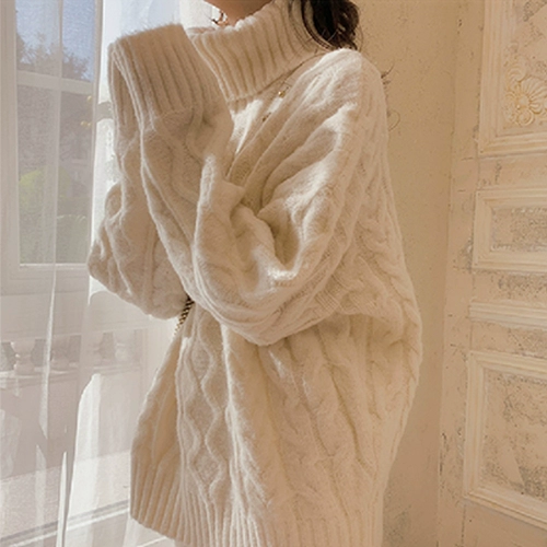 Белый цветной демисезонный трикотажный базовый свитер, увеличенная толщина