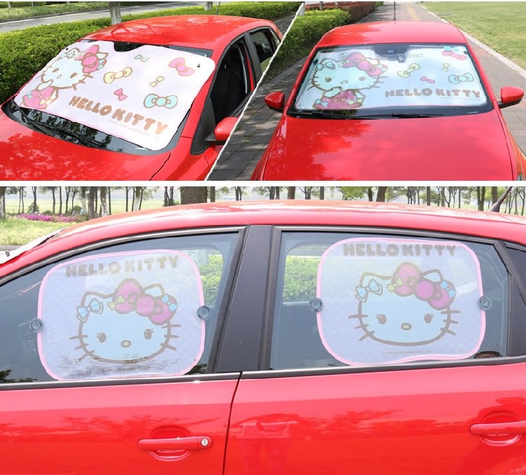 NEW Hello Kitty Colorful Bow Window Sun Shade Blind eBay