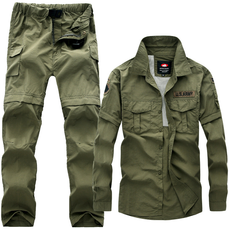 Outdoor Camouflares Speed Jersey Suit Men's Detachable Quick Dry Speed Dry Clothing Quick Dry Pants Suit