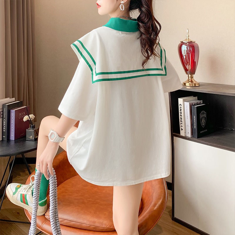 Pregnant Woman T-Shirt Female Blouse Loose Medium Long Version Summer Thin out of fashion Fashion Money Suit Shorts Shorts Summer Load