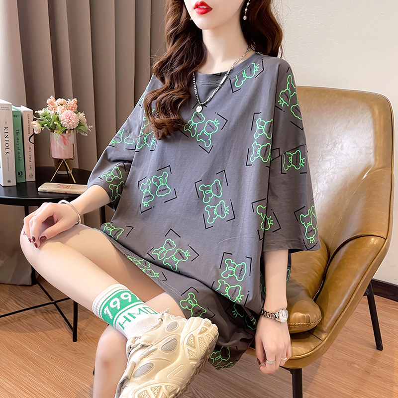 Pregnant Woman Summer Clothing Suit Out of fashion Short sleeves Summer Thin Medium Long Version Summer T-shirt Blouse Women's Undershirt
